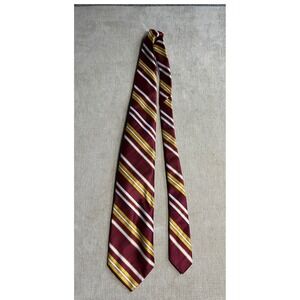 Vintage Anderson-Little Silk Tie Mens Burgundy Gold Striped Wemco 70s 80s 1056